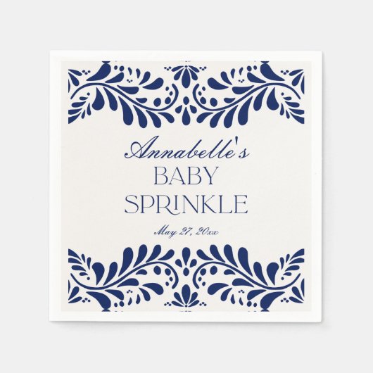 Blue Talavera Tegel Spaans Fiesta Baby Sprinkle Servet (Voorkant)