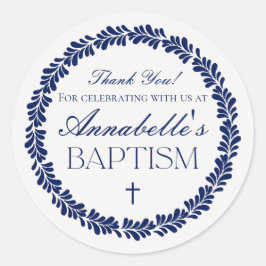 Blue Talavera Tegel Spaans Fiesta Doopgunst Ronde Sticker