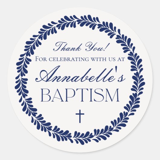 Blue Talavera Tegel Spaans Fiesta Doopgunst Ronde Sticker (Voorkant)