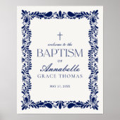 Blue Talavera Tegel Spaans Fiesta Doopsel Welkom Poster (Voorkant)