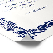 Blue Talavera Tegel Spaans Fiesta Favors Sign Poster (Hoek)