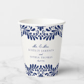 Blue Talavera Tegel Spaans Fiesta Huwelijk Papieren Bekers (Voorkant)