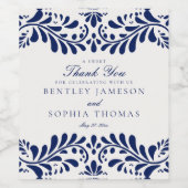 Blue Talavera Tegel Spaans Fiesta Huwelijk Wijn Etiket (Enkel label)