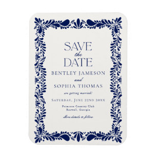 Blue Talavera Tegel Spaans Fiesta Save the Date Magneet