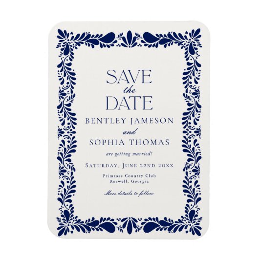 Blue Talavera Tegel Spaans Fiesta Save the Date Magneet (Verticaal)