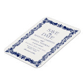 Blue Talavera Tegel Spaans Fiesta Save the Date Magneet (Linkerzijde)