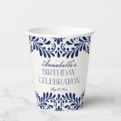 Blue Talavera Tegel Spaans Fiesta verjaardagsfeest Papieren Bekers (Voorkant)