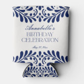 Blue Talavera Tegel Spaans Fiesta Verjaardagsgunst Blikjeskoeler (Voorkant)