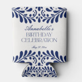 Blue Talavera Tegel Spaans Fiesta Verjaardagsgunst Blikjeskoeler (Achterkant)