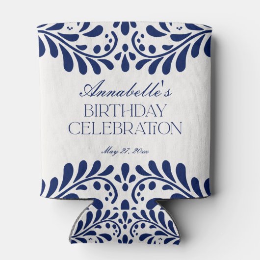 Blue Talavera Tegel Spaans Fiesta Verjaardagsgunst Blikjeskoeler (Achterkant)