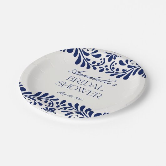 Blue Talavera Tegel Spaans Fiesta Vrijgezellenfees Papieren Bordje (Gekanteld)