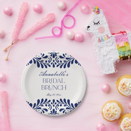 Blue Talavera Tegel Spaans Fiesta Vrijgezellenfees Papieren Bordje (Feest)