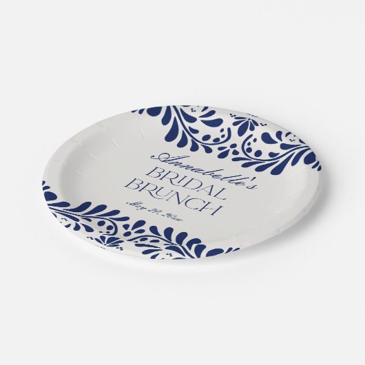 Blue Talavera Tegel Spaans Fiesta Vrijgezellenfees Papieren Bordje (Gekanteld)