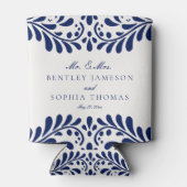 Blue Talavera Tegel Spaans Fiesta Wedding Favors Blikjeskoeler (Achterkant)