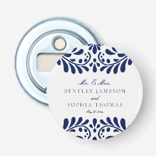 Blue Talavera Tegel Spaans Fiesta Wedding Favors Button Flesopener