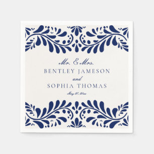 Blue Talavera Tegel Spaanse stijl Fiesta bruiloft Servet