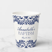 Blue Talavera Tegel Spaanse stijl Fiesta Doop Papieren Bekers (Achterkant)