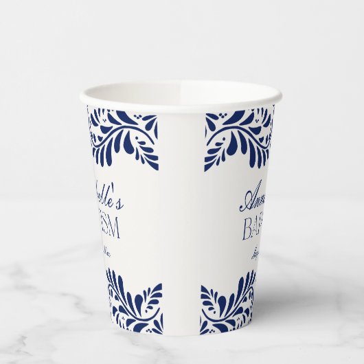 Blue Talavera Tegel Spaanse stijl Fiesta Doop Papieren Bekers (Links)