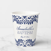 Blue Talavera Tegel Spaanse stijl Fiesta Doop Papieren Bekers (Voorkant)