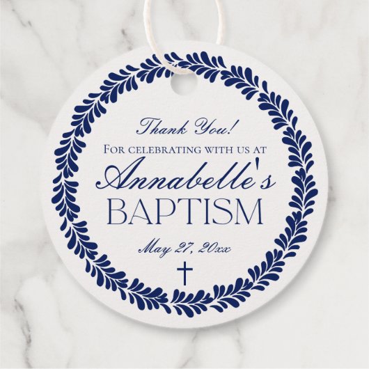 Blue Talavera Tegel Spanish Fiesta doopcirkel Bedankjes Labels (Achterkant)