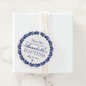 Blue Talavera Tegel Spanish Fiesta doopcirkel Bedankjes Labels (In situ)