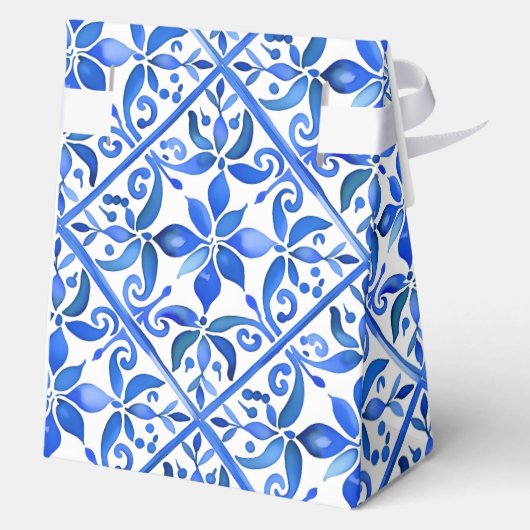 Blue Talavera tegels  bruiloft Bedankdoosjes (Achterkant)