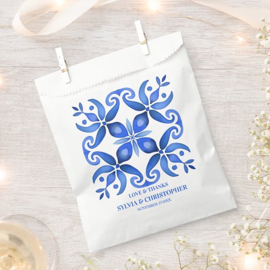 Blue Talavera tegels bruiloft Bedankzakje (Geknipt)
