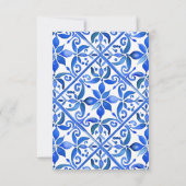 Blue Talavera tegels bruiloft RSVP Kaartje (Achterkant)
