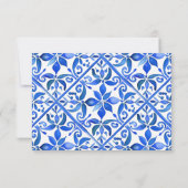 Blue Talavera tegels  bruiloft RSVP Kaartje (Achterkant)