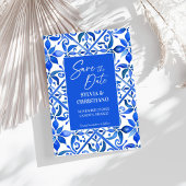 Blue Talavera tegels bruiloft Save The Date