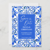 Blue Talavera tegels  bruiloft Save The Date (Voorkant)