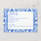 Blue Talavera tegels  Mexicaans bruiloft detail Informatiekaartje (Voorkant)