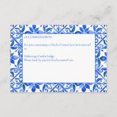 Blue Talavera tegels  Mexicaans bruiloft detail Informatiekaartje (Achterkant)