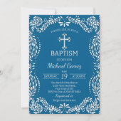 Blue Talavera Tile Spanish Fiesta Baptism Kaart (Voorkant)