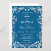 Blue Talavera Tile Spanish Fiesta Baptism Kaart (Voorkant / Achterkant)