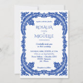 Blue Talavera volkskunst Mexicaanse bruiloft Kaart (Voorkant)