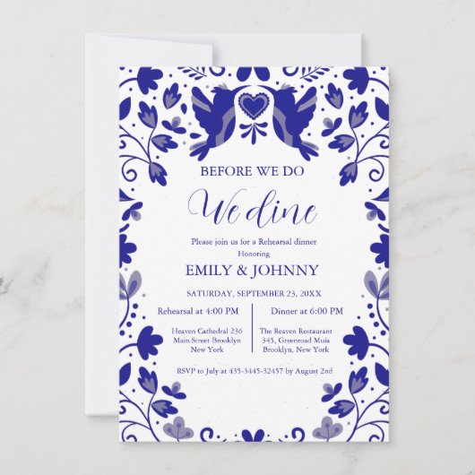 Blue Talavera voor het diner Aankondiging (Voorkant)