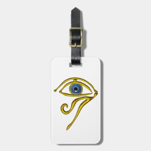 BLUE TALISMAN, GOLD HORUS EYE Black White Bagagelabel