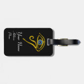 BLUE TALISMAN, GOLD HORUS EYE Black White Bagagelabel (Achterkant horizontaal)