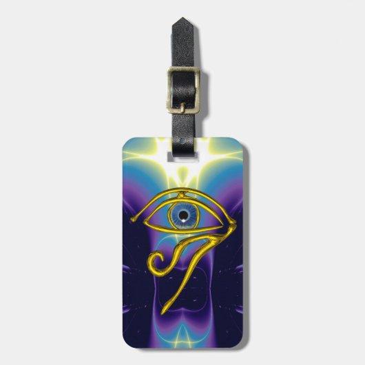 BLUE TALISMAN GOLD HORUS EYE Paars Violet Bagagelabel (Voorkant verticaal)