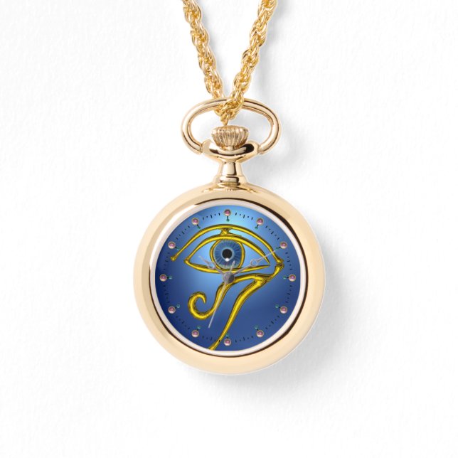 BLUE TALISMAN, GOLD HORUS EYE Sapphire Horloge (Voorkant)