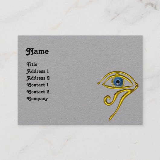 BLUE TALISMAN, Gold Horus Eye, zwart grijs papier Visitekaartje (Voorkant)