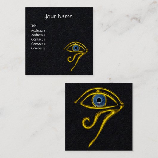 BLUE TALISMAN HORUS EYE Divinity Black Paper Vierkante Visitekaartje (Voorkant / Achterkant)