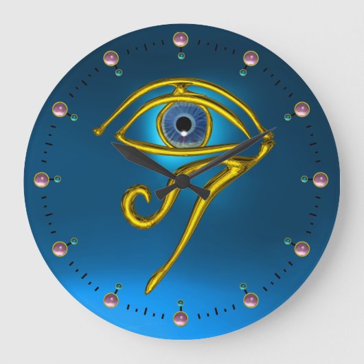 BLUE TALISMAN Horus Eye, Turquoise Blauwgroen Grote Klok (Voorkant)