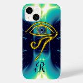 BLUE TALISMAN MONOGRAM Blauwgroen, Turquase White Case-Mate iPhone Case (Achterkant)