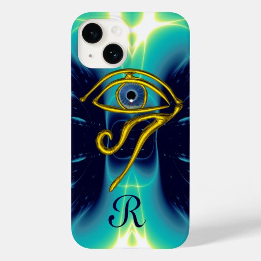 BLUE TALISMAN MONOGRAM Blauwgroen, Turquase White Case-Mate iPhone Case (Achterkant)