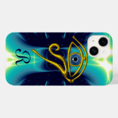 BLUE TALISMAN MONOGRAM Blauwgroen, Turquase White Case-Mate iPhone Case (Achterkant (horizontaal))