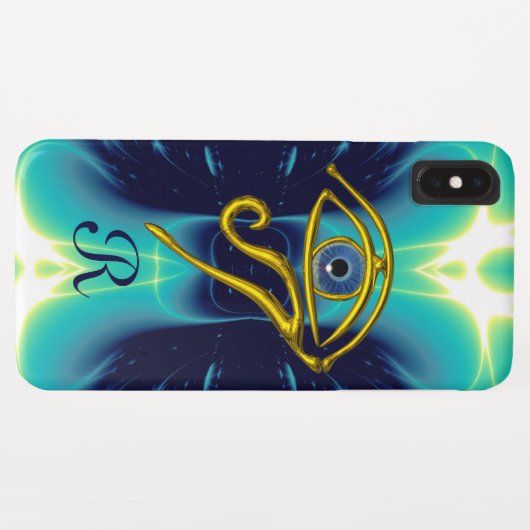 BLUE TALISMAN MONOGRAM Blauwgroen, Turquoise White Case-Mate iPhone Case (Achterkant (horizontaal))