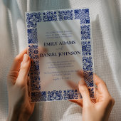 Blue Talvera Spaanse Mexicaanse bestemming bruilof Acryl Uitnodigingen