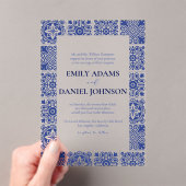 Blue Talvera Spaanse Mexicaanse bestemming bruilof Acryl Uitnodigingen (Insitu (Draagbaar))